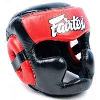 Fairtex HG13 Боксерский Шлем Тайский Бокс "Diagonal Vision Sparring" Черный с Красным